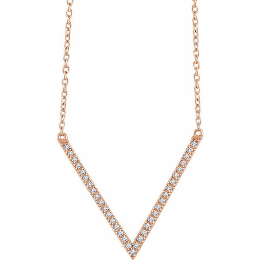 14K Rose 1/6 CTW Diamond V 16-18 Necklace