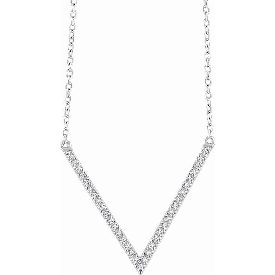14K White 1/6 CTW Diamond V 16-18 Necklace