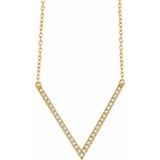 14K Yellow 1/6 CTW Diamond V 16-18 Necklace