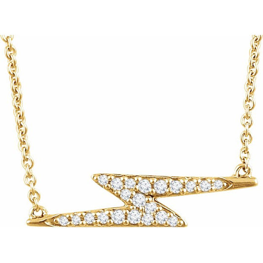14K Yellow 1/8 CTW Diamond Lightning Bolt 16-18 Necklace