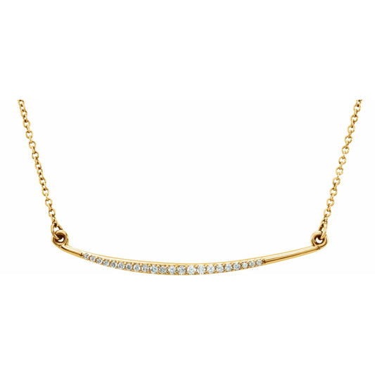 14K Yellow 1/8 CTW Diamond Curved Bar 16 Necklace