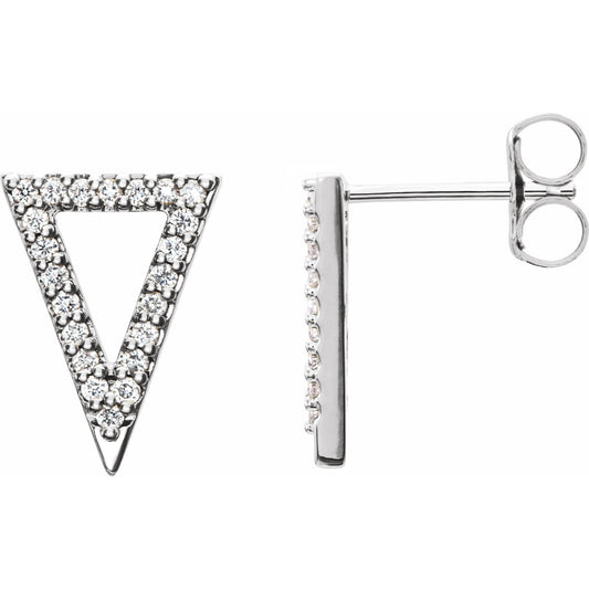 14K White 1/4 CTW Diamond Triangle Earrings