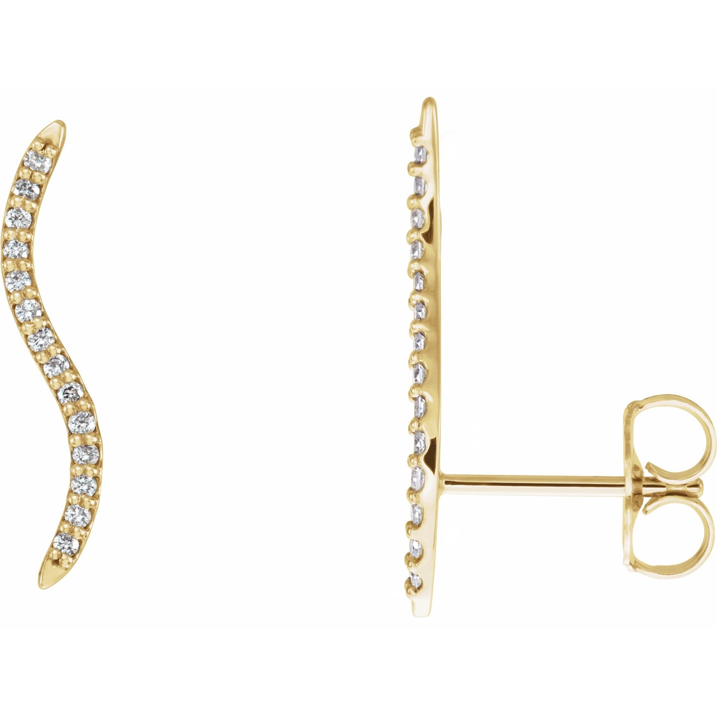 14K Yellow 1/6 CTW Diamond Ear Climbers