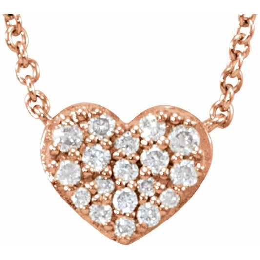 14K Rose 1/10 CTW Diamond Heart 18 Necklace