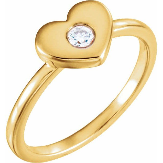14K Yellow .03 CTW Diamond Heart Ring