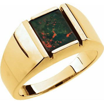 14K Yellow Bloodstone Men's Ring