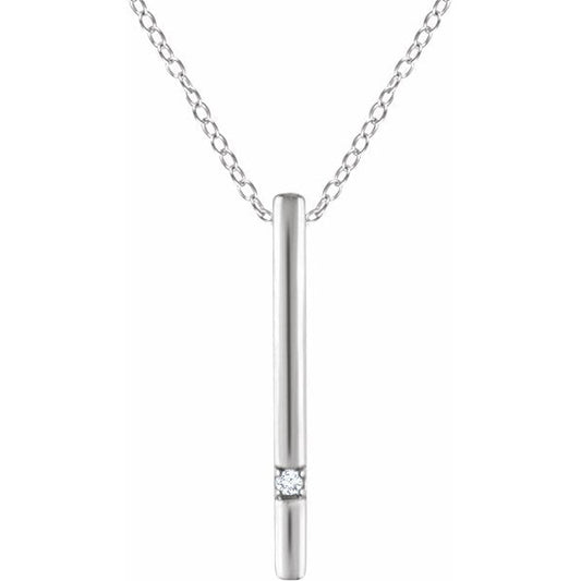 14K White .015 CT Diamond Bar 16-18 Necklace