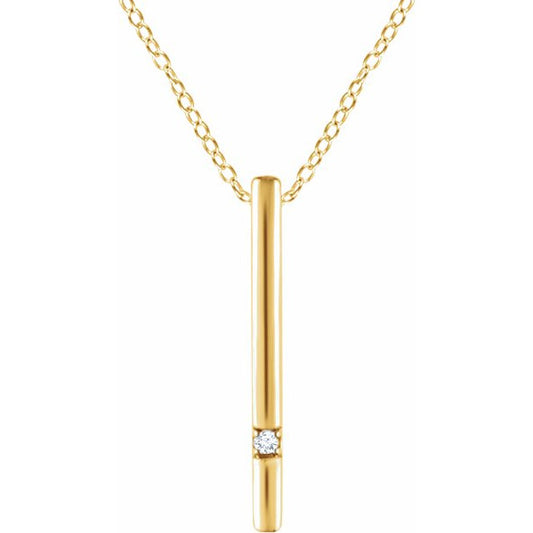 14K Yellow .015 CT Diamond Bar 16-18 Necklace