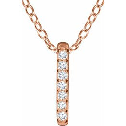 14K Rose .05 CTW Diamond Bar 16-18 Necklace