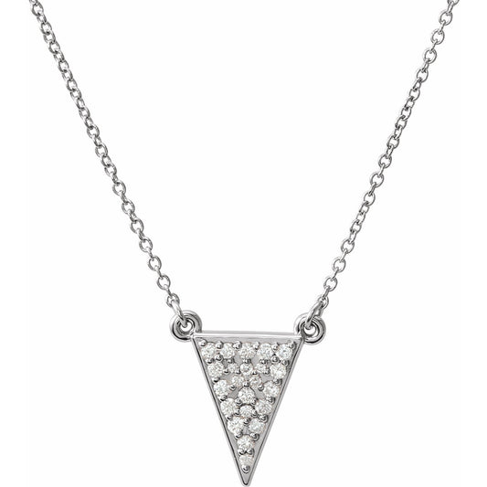 14K White 1/5 CTW Diamond Triangle 16.5 Necklace