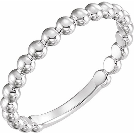 14K White 2.5 mm Stackable Bead Ring