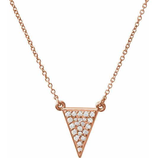 14K Rose 1/5 CTW Diamond Triangle 16.5 Necklace
