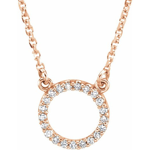 14K Rose 1/10 CTW Diamond Circle 16 Necklace