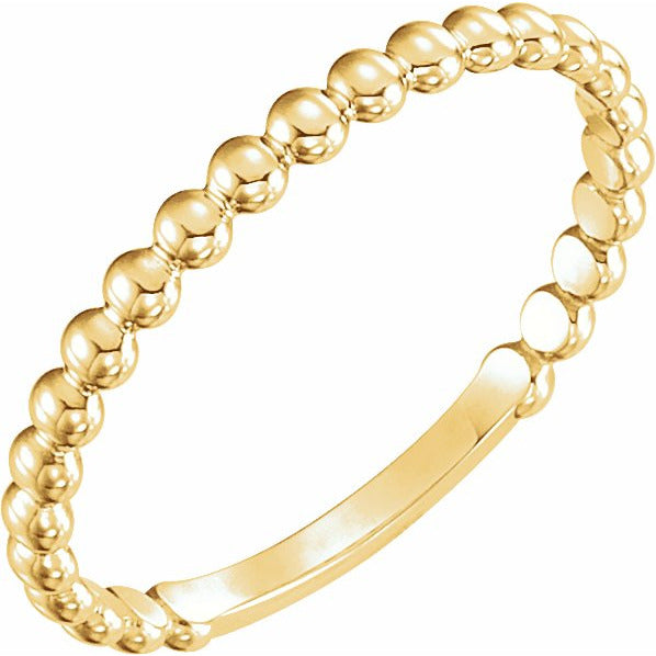 14K Yellow 2 mm Stackable Bead Ring