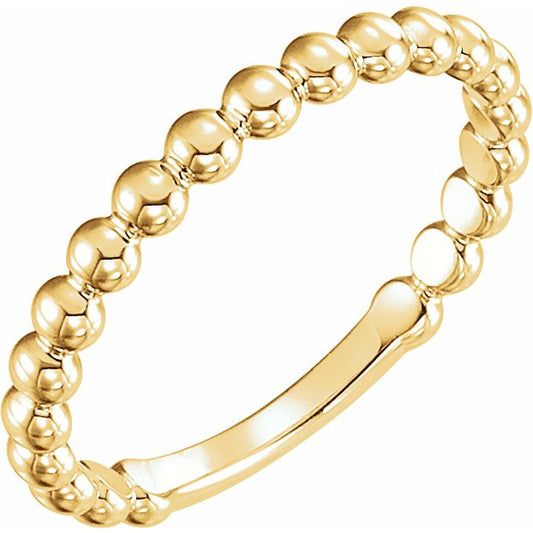 14K Yellow 2.5 mm Stackable Bead Ring