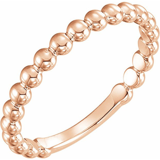 14K Rose 2.5 mm Stackable Bead Ring