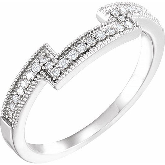 14K White 1/8 CTW Diamond Band for 5.5 mm Square Ring