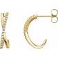 14K Yellow 1/6 CTW Diamond Criss-Cross J-Hoop Earrings