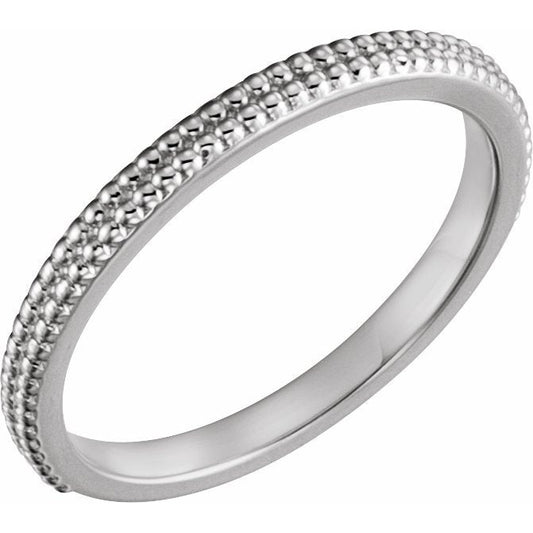 14K White Stackable Bead Ring