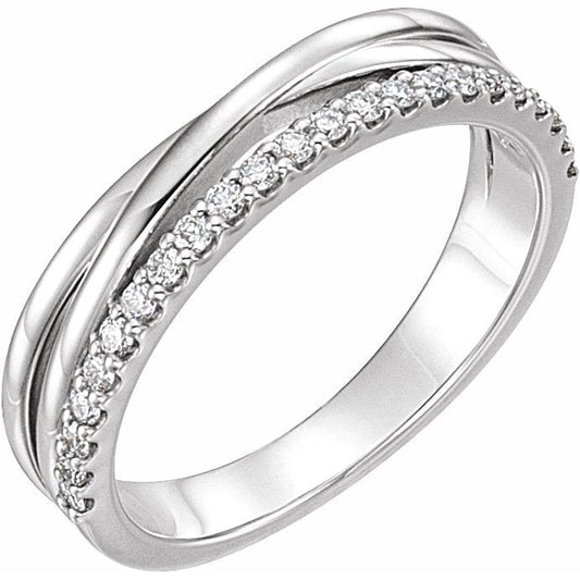 14K White 1/4 CTW Diamond Criss-Cross Ring