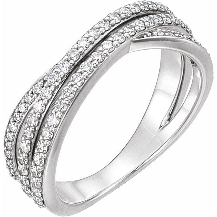14K White 1/2 CTW Diamond Criss-Cross Ring