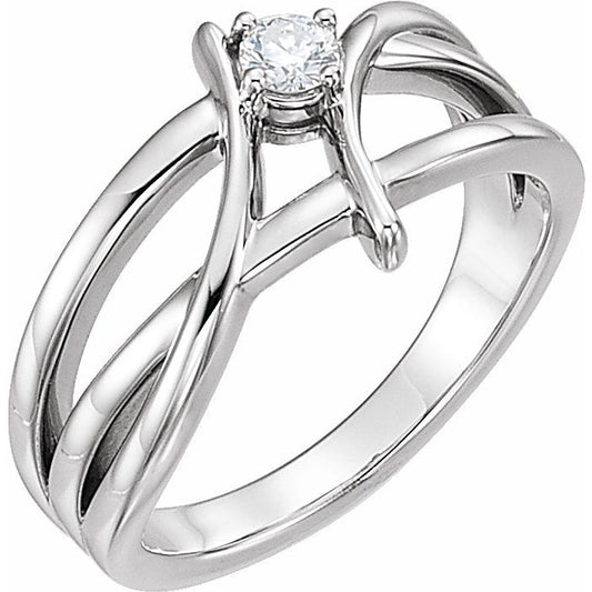 14K White 1/4 CT Diamond Ring