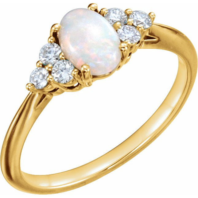 14K Yellow Opal & 1/5 CTW Diamond Ring