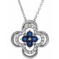 14K White Blue Sapphire & 1/10 CTW Diamond Clover 18 Necklace