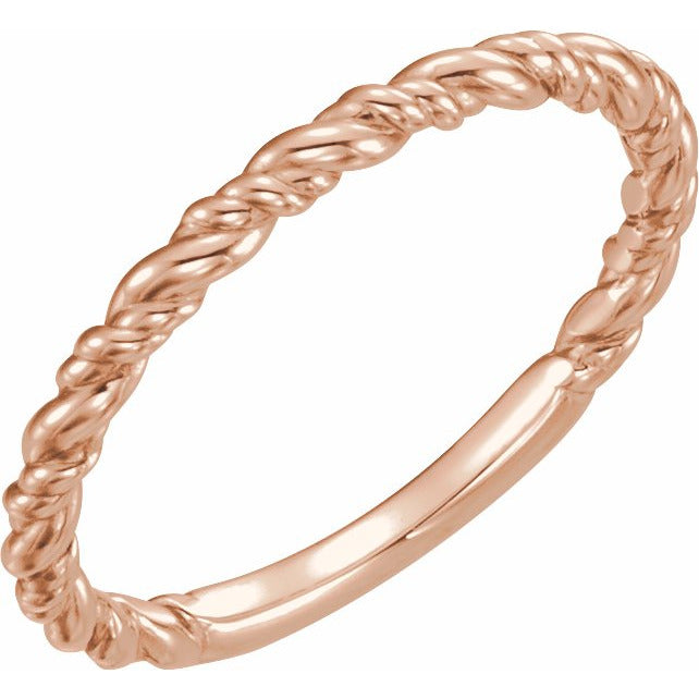 14K Rose Stackable Rope Ring