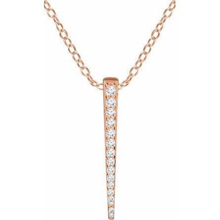14K Rose 1/4 CTW Diamond Graduated Bar 16-18 Necklace