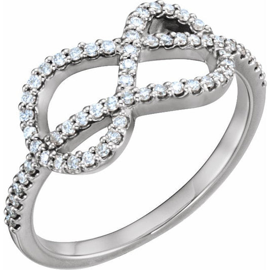 14K White 1/3 CTW Diamond Knot Ring