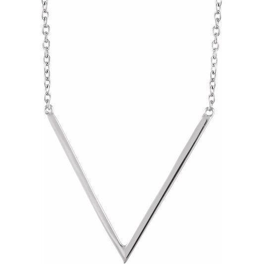 14K White V 16-18 Necklace