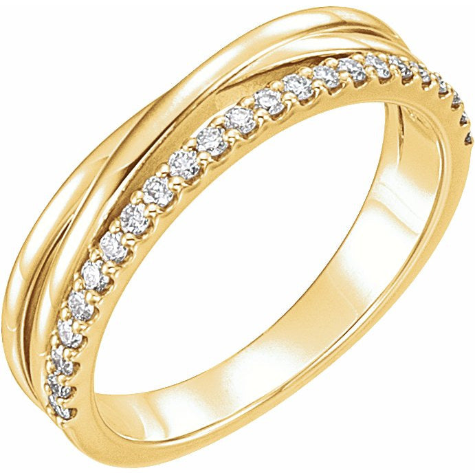 14K Yellow 1/4 CTW Diamond Criss-Cross Ring