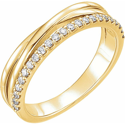 14K Yellow 1/4 CTW Diamond Criss-Cross Ring