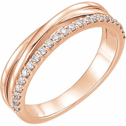 14K Rose 1/4 CTW Diamond Criss-Cross Ring