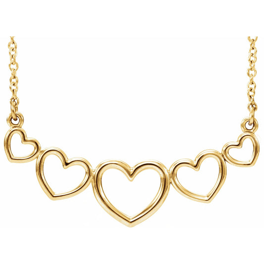 14K Yellow Graduated Heart 17 1/2 Necklace