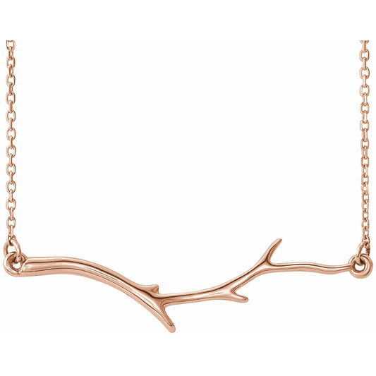 14K Rose Branch Bar 16-18 Necklace