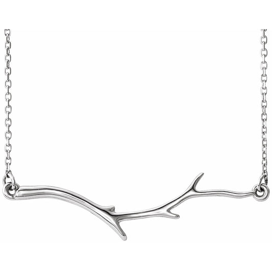 14K White Branch Bar 16-18 Necklace