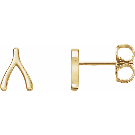 14K Yellow Wishbone Earrings