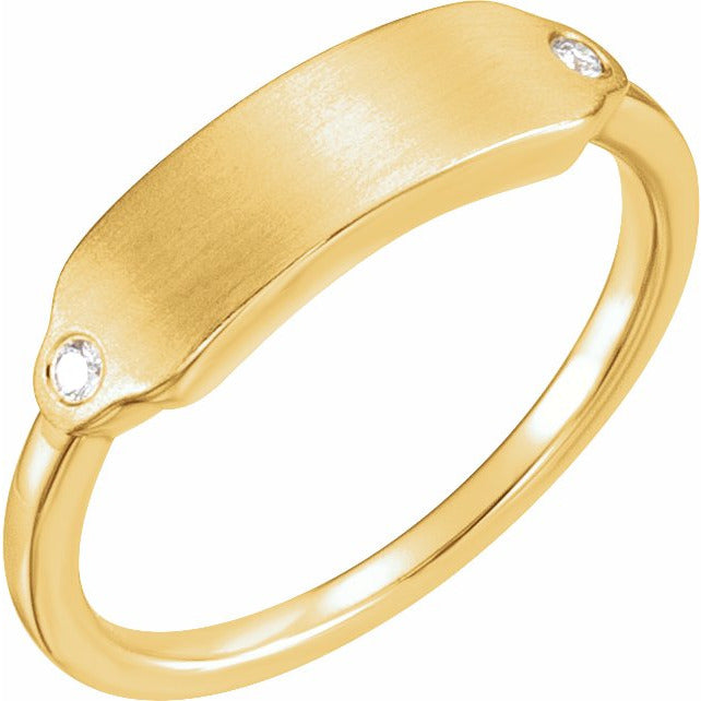 14K Yellow .03 CTW Diamond 18x5 mm Rectangle Signet Ring