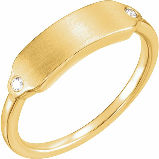 14K Yellow .03 CTW Diamond 18x5 mm Rectangle Signet Ring