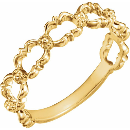 14K Yellow Stackable Bead Ring