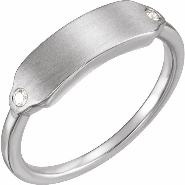 14K White .03 CTW Diamond 18x5 mm Rectangle Signet Ring