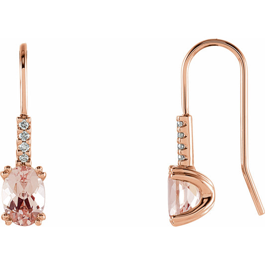 14K Rose Morganite & .05 CTW Diamond Earrings