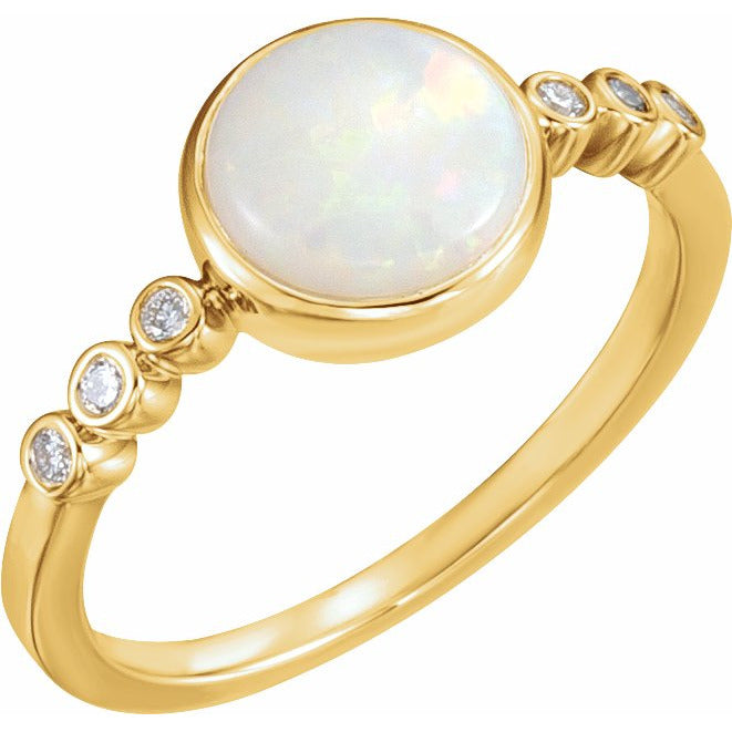 14K Yellow Opal & 1/10 CTW Diamond Ring