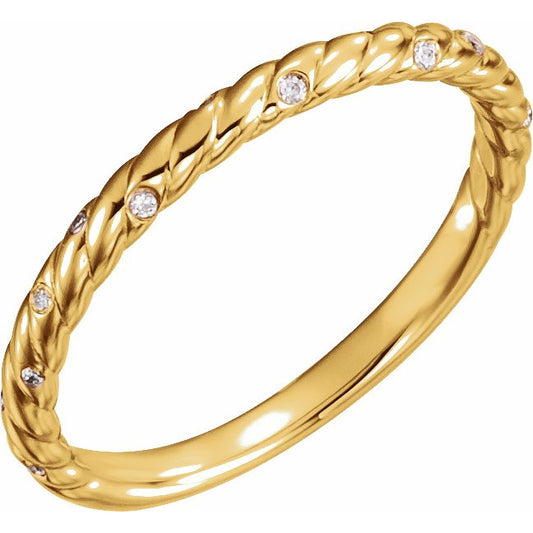 14K Yellow .04 CTW Diamond Rope Band