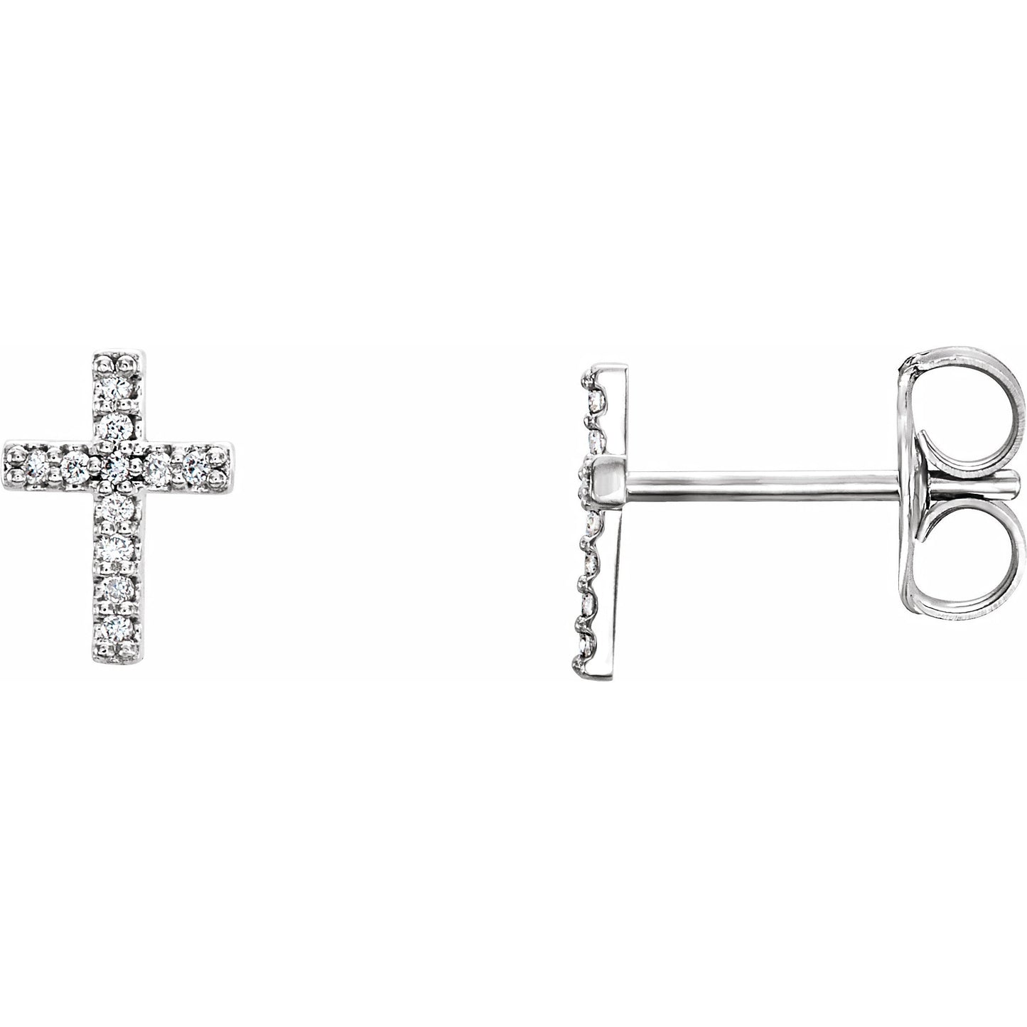 14K White .05 CTW Diamond Cross Earrings