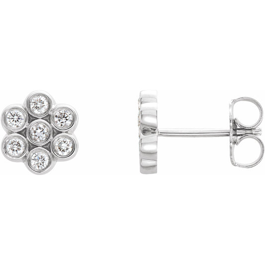14K White 1/4 CTW Diamond Cluster Earrings