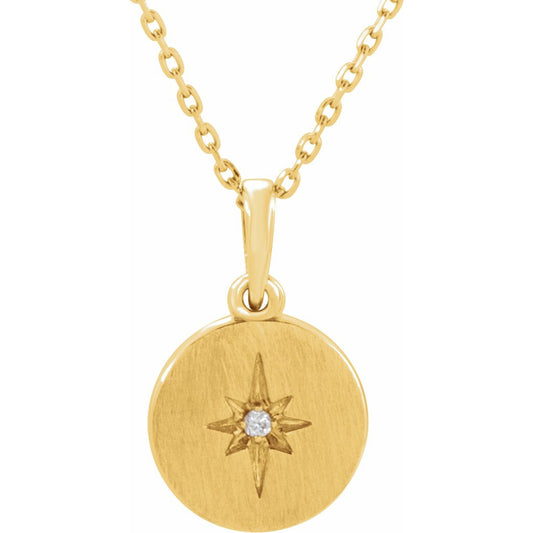 14K Yellow .01 CT Diamond Starburst 16-18 Necklace