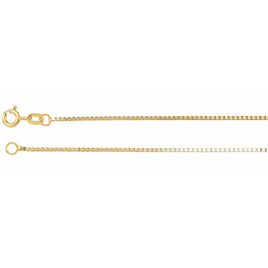 14K Yellow 1 mm Solid Box 7 Chain